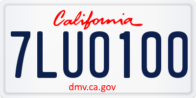 CA license plate 7LUO100