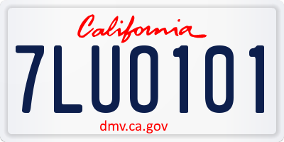 CA license plate 7LUO101