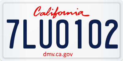 CA license plate 7LUO102