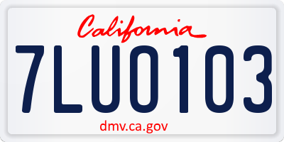 CA license plate 7LUO103