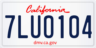 CA license plate 7LUO104
