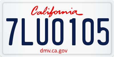 CA license plate 7LUO105