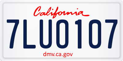 CA license plate 7LUO107
