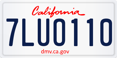 CA license plate 7LUO110