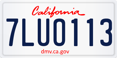 CA license plate 7LUO113