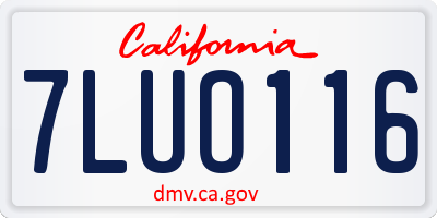 CA license plate 7LUO116