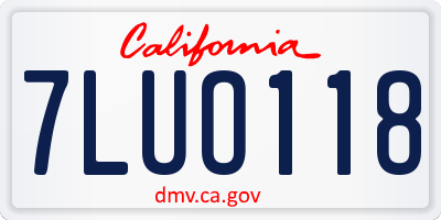 CA license plate 7LUO118