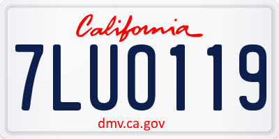 CA license plate 7LUO119