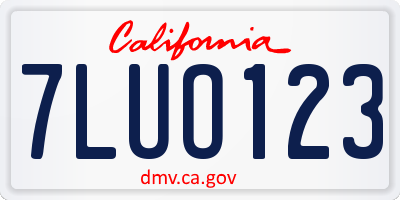CA license plate 7LUO123