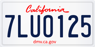 CA license plate 7LUO125