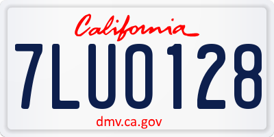 CA license plate 7LUO128