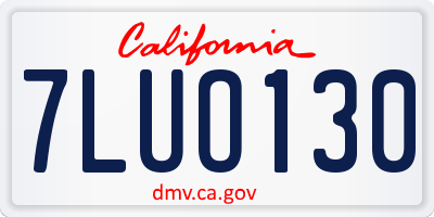 CA license plate 7LUO130