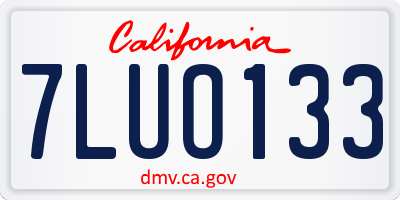 CA license plate 7LUO133