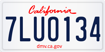 CA license plate 7LUO134