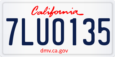 CA license plate 7LUO135