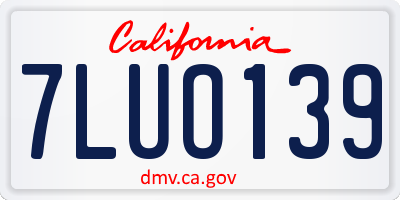 CA license plate 7LUO139
