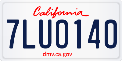 CA license plate 7LUO140