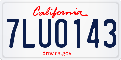 CA license plate 7LUO143
