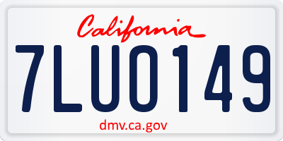 CA license plate 7LUO149