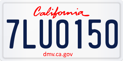 CA license plate 7LUO150