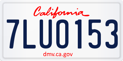 CA license plate 7LUO153