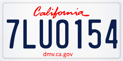 CA license plate 7LUO154
