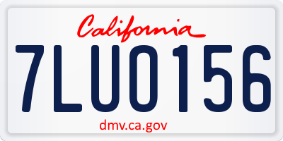 CA license plate 7LUO156