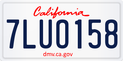 CA license plate 7LUO158