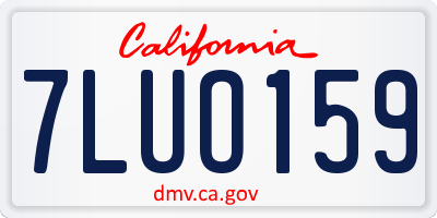 CA license plate 7LUO159