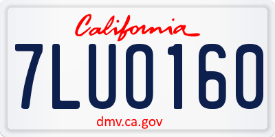 CA license plate 7LUO160