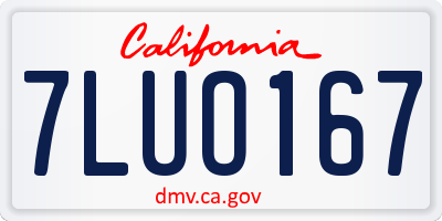 CA license plate 7LUO167