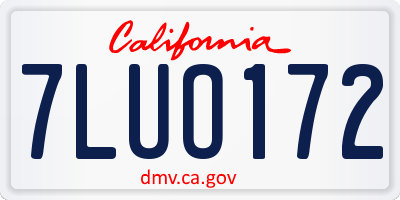 CA license plate 7LUO172