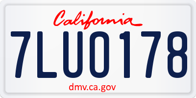CA license plate 7LUO178