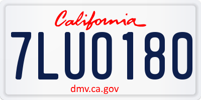 CA license plate 7LUO180