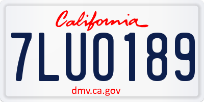 CA license plate 7LUO189