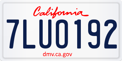 CA license plate 7LUO192