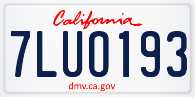 CA license plate 7LUO193