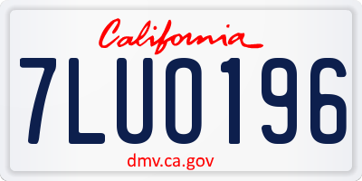 CA license plate 7LUO196
