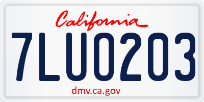 CA license plate 7LUO203