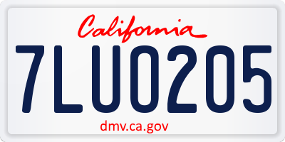 CA license plate 7LUO205
