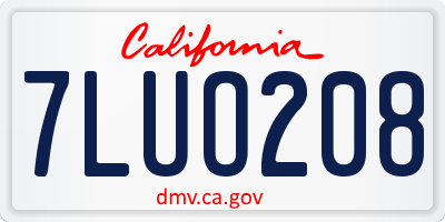 CA license plate 7LUO208
