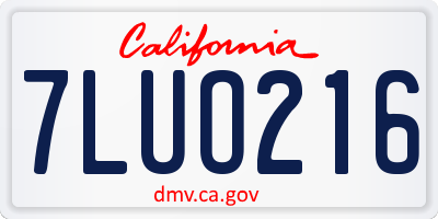 CA license plate 7LUO216