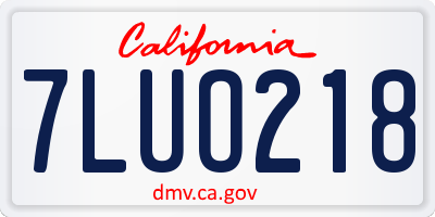 CA license plate 7LUO218