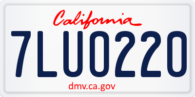 CA license plate 7LUO220