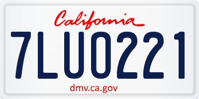 CA license plate 7LUO221