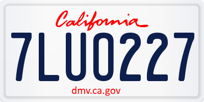 CA license plate 7LUO227