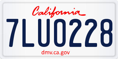 CA license plate 7LUO228