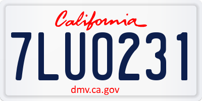 CA license plate 7LUO231