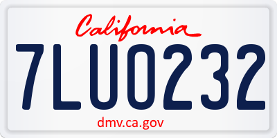CA license plate 7LUO232