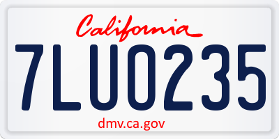 CA license plate 7LUO235